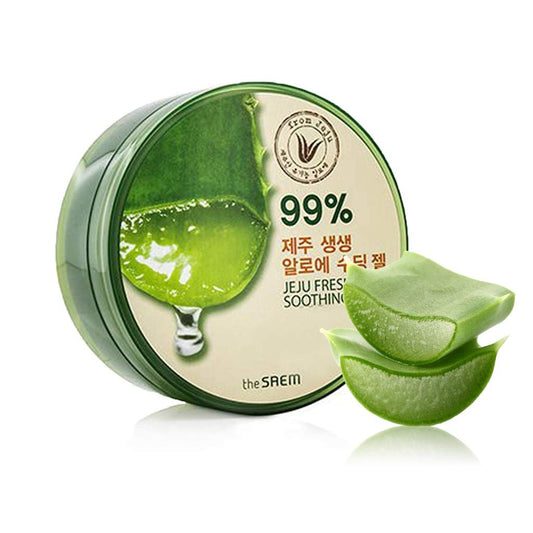 THESAEM Jeju Fresh Aloe Soothing Gel 300g – 99% reines Aloe-Vera-Blattgel von der Insel Jeju – Feuchtigkeitsgel für Gesicht, Körper & Haar – Kühlende Linderung bei Irritationen und trockener Haut