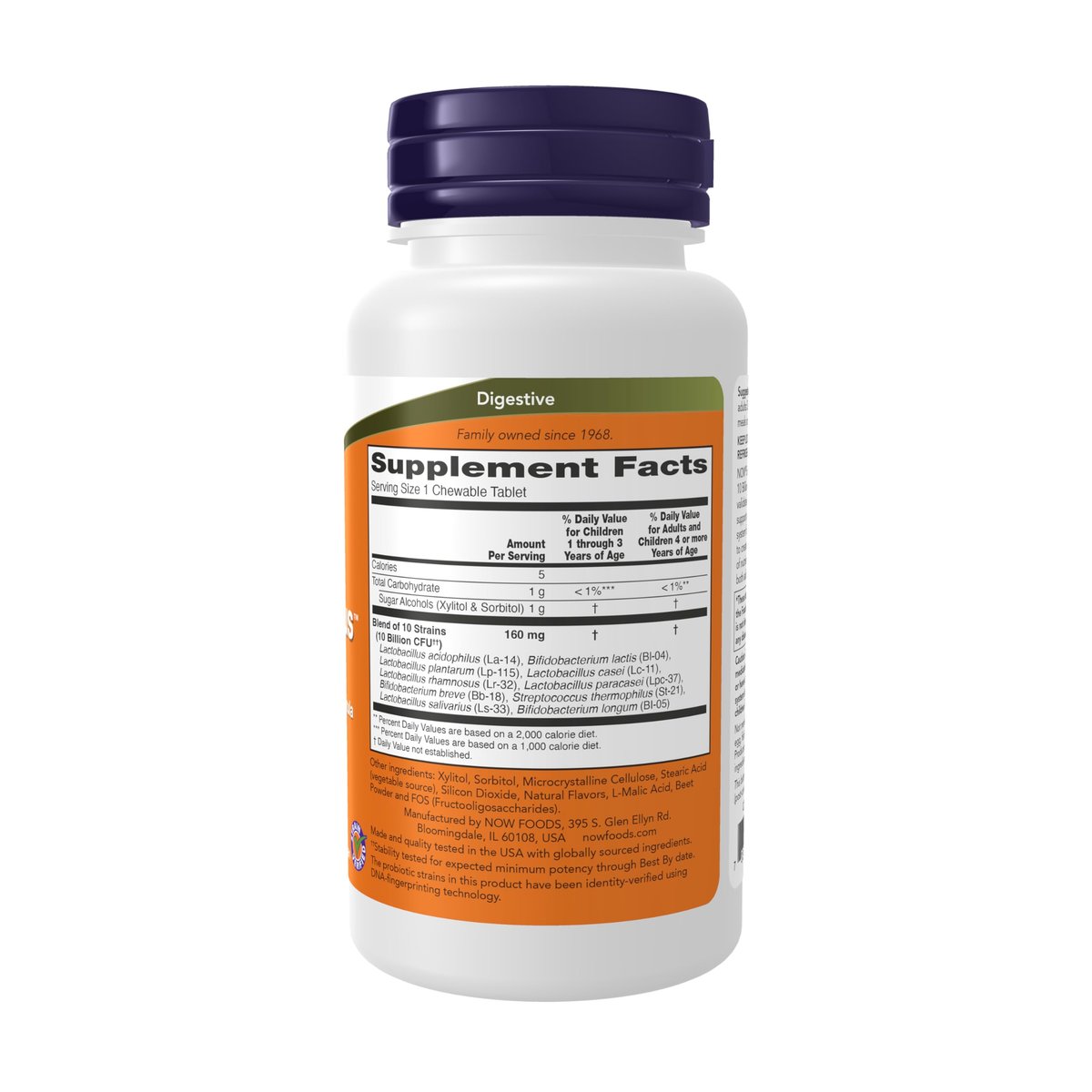 NOW Foods BerryDophilus™ – 10 probiotische Stämme, extra stark, für Erwachsene und Kinder, 50 Kautabletten