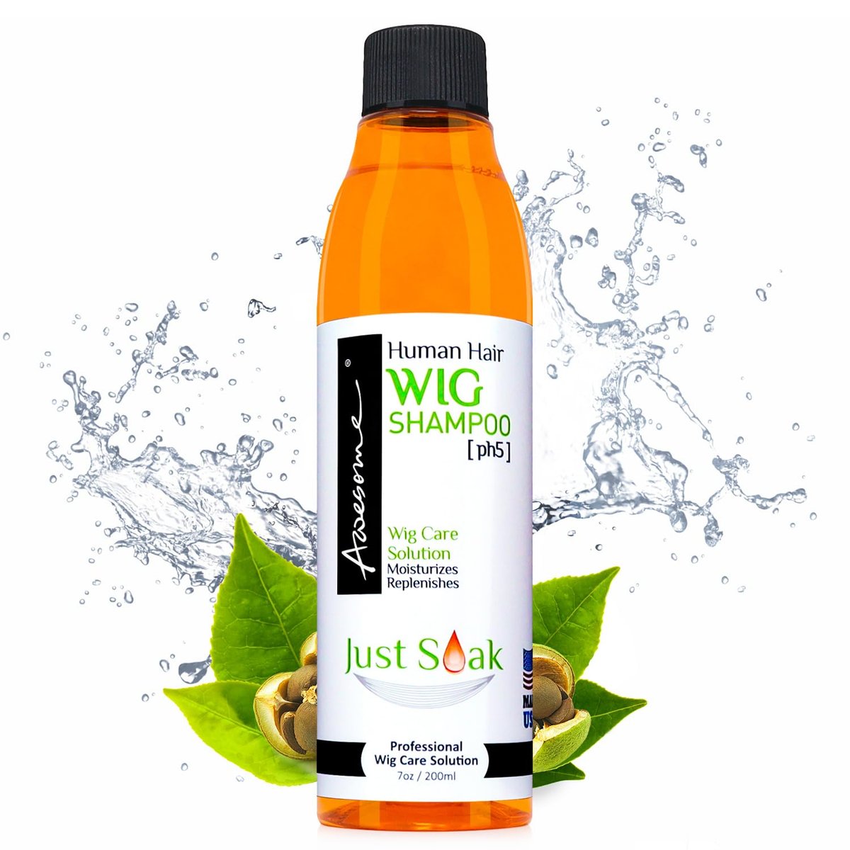 Awesome Human Hair Wig Shampoo, pH5, Pflege für Perücken, verleiht Fülle & Volumen, fördert Geschmeidigkeit und Glanz, entwirrt und erleichtert das Kämmen, sorgt für ein Frischegefühl (200 ml)