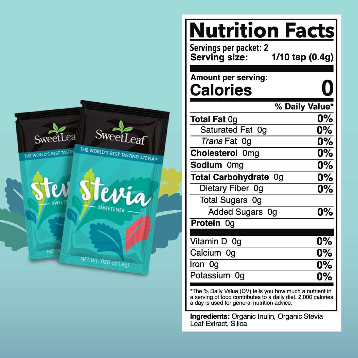 SweetLeaf Organic Stevia Pulver-Päckchen – Null Kalorien Süßstoff mit Stevia-Blatt-Extrakt, ohne künstliche Süßstoffe, zuckerfrei, keto-freundlich, nicht-GVO, glutenfrei – 70 Päckchen (Packung mit 1)