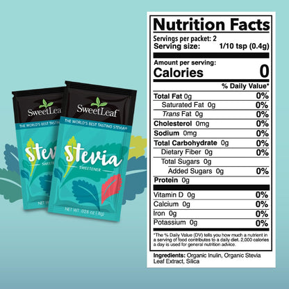 SweetLeaf Organic Stevia Pulver-Päckchen – Null Kalorien Süßstoff mit Stevia-Blatt-Extrakt, ohne künstliche Süßstoffe, zuckerfrei, keto-freundlich, nicht-GVO, glutenfrei – 70 Päckchen (Packung mit 1)