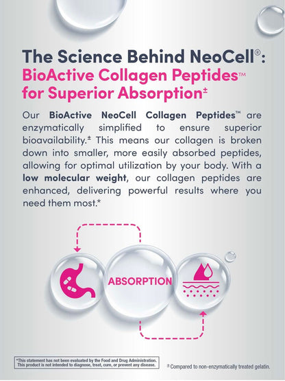 NeoCell Kollagenpeptide Pulver | 6,9 oz | Ungesüßtes Nahrungsergänzungsmittel mit Vitamin C und Hyaluronsäure | Fortschrittliche Formel | Für Haare, Haut & Nägel | Für Frauen und Männer