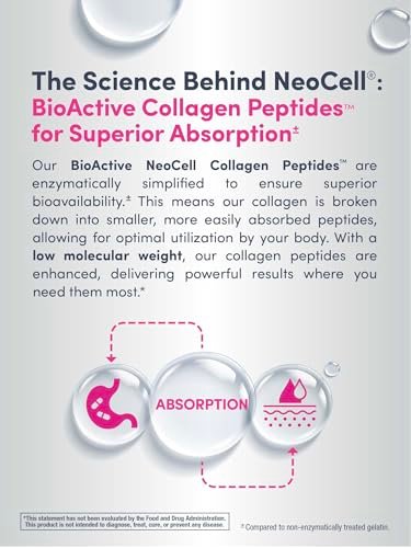 NeoCell Kollagenpeptide Pulver | 6,9 oz | Ungesüßtes Nahrungsergänzungsmittel mit Vitamin C und Hyaluronsäure | Fortschrittliche Formel | Für Haare, Haut & Nägel | Für Frauen und Männer