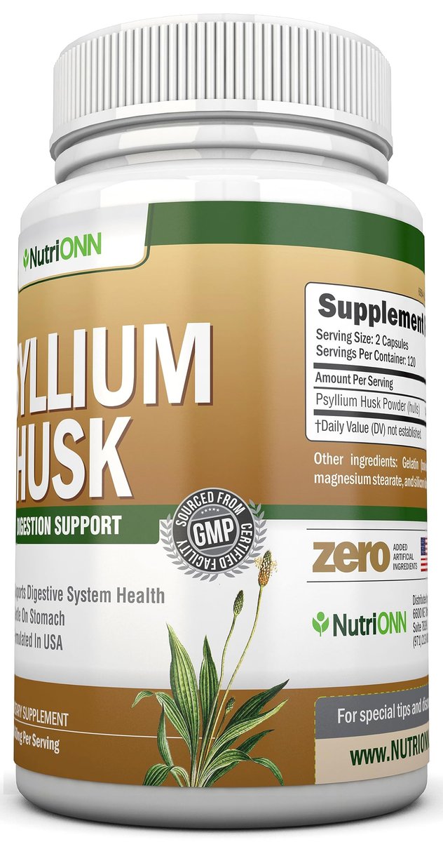 NutriONN PSYLLIUM Husk Kapseln - 1450 mg pro Portion - 240 Kapseln - Doppelte Stärke - Hochwertiges Psyllium-Faser-Ergänzungsmittel - Ideal für Verdauung und Regelmäßigkeit - 100 % natürliche lösliche Ballaststoffe
