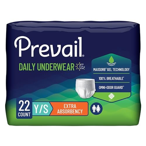 Prevail Inkontinenz Slip für Männer & Frauen, maximale Saugfähigkeit, Jugend/Klein, 22 Stück