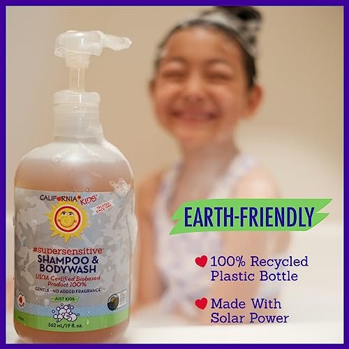 California Baby Shampoo + Body Wash | Super Sensitive Unscented | Sanfte Kinderpflege für Kids + Teens | 100% pflanzlich | Hypoallergen | 8,5 oz