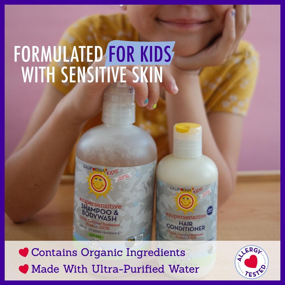 California Baby Shampoo + Body Wash | Super Sensitive Unscented | Sanfte Kinderpflege für Kids + Teens | 100% pflanzlich | Hypoallergen | 8,5 oz