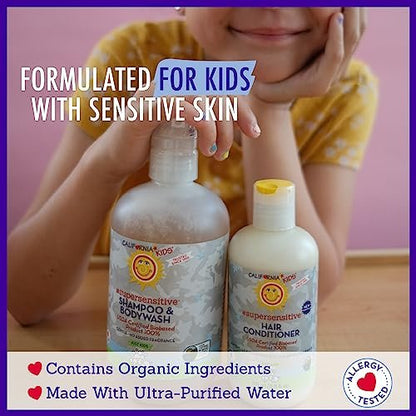 California Baby Shampoo + Body Wash | Super Sensitive Unscented | Sanfte Kinderpflege für Kids + Teens | 100% pflanzlich | Hypoallergen | 8,5 oz