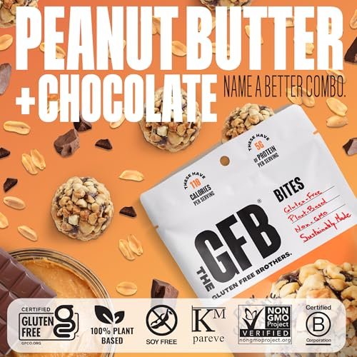 The GFB Dunkle Schokolade Erdnussbutter Protein Bites – Glutenfreie Proteinbällchen, vegan, Non-GMO, sojafrei, Snackgröße, 113 g (1 Packung)