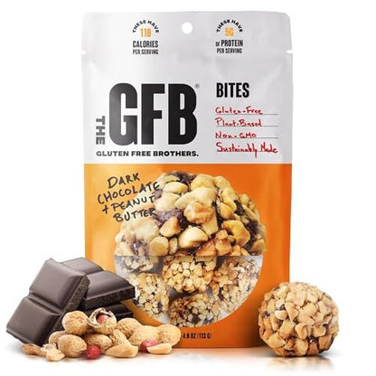 The GFB Dunkle Schokolade Erdnussbutter Protein Bites – Glutenfreie Proteinbällchen, vegan, Non-GMO, sojafrei, Snackgröße, 113 g (1 Packung)