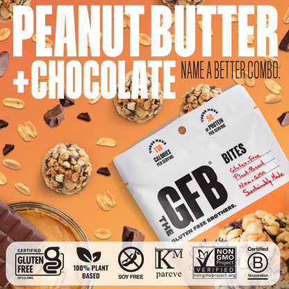 The GFB Dunkle Schokolade Erdnussbutter Protein Bites – Glutenfreie Proteinbällchen, vegan, Non-GMO, sojafrei, Snackgröße, 113 g (1 Packung)