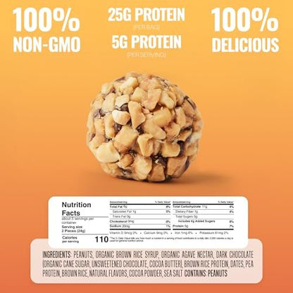 The GFB Dunkle Schokolade Erdnussbutter Protein Bites – Glutenfreie Proteinbällchen, vegan, Non-GMO, sojafrei, Snackgröße, 113 g (1 Packung)