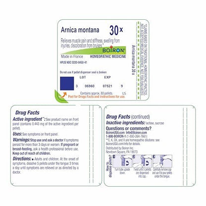 Boiron Arnica Montana 30x Homöopathisches Mittel gegen Muskelschmerzen und Steifheit – Packung mit 3 (240 Kügelchen)