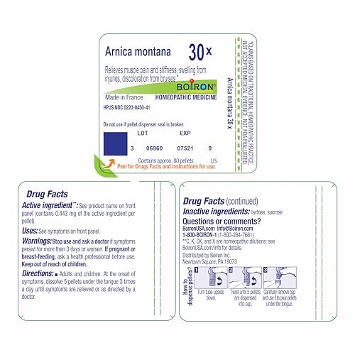 Boiron Arnica Montana 30X Homöopathisches Arzneimittel gegen Schmerzen und Blutergüsse, 80 Kügelchen