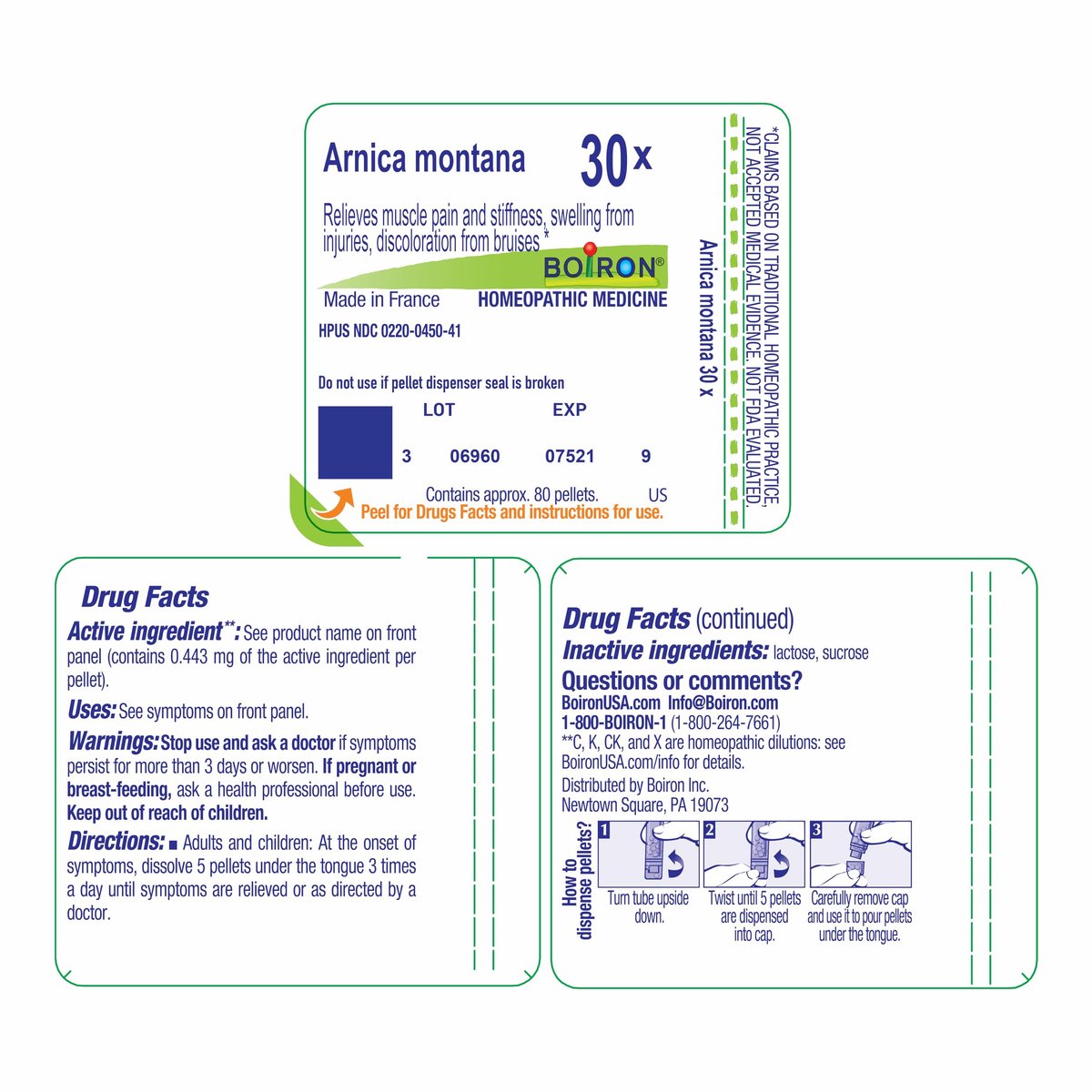Boiron Arnica Montana 30X Homöopathisches Arzneimittel gegen Schmerzen und Blutergüsse, 80 Kügelchen