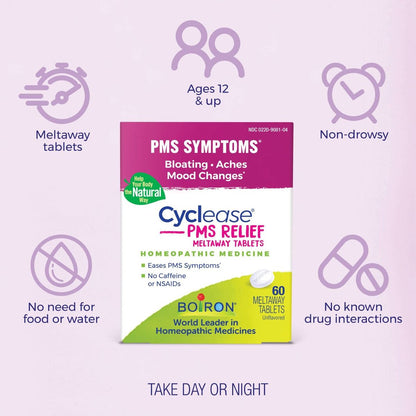 Boiron Cyclease PMS Linderung Tabletten – 60 Stück | Symptome wie Blähungen, Schmerzen, Stimmungsschwankungen und Reizbarkeit
