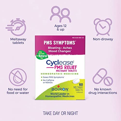 Boiron Cyclease PMS Linderung Tabletten – 60 Stück | Symptome wie Blähungen, Schmerzen, Stimmungsschwankungen und Reizbarkeit