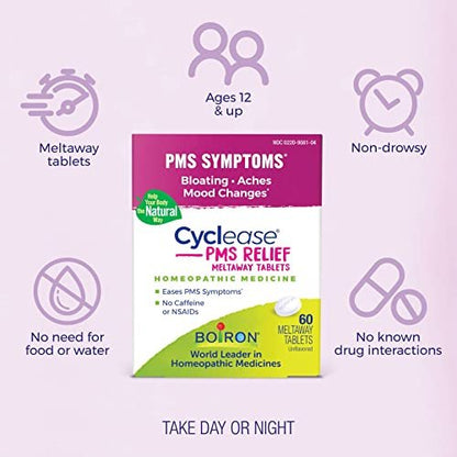 Boiron Cyclease PMS Linderung Tabletten – 60 Stück | Symptome wie Blähungen, Schmerzen, Stimmungsschwankungen und Reizbarkeit