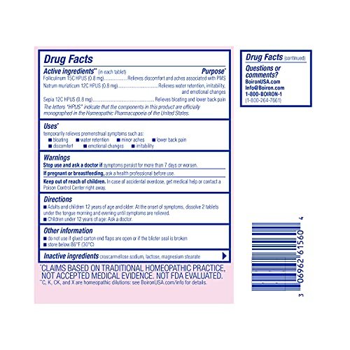 Boiron Cyclease PMS Linderung Tabletten – 60 Stück | Symptome wie Blähungen, Schmerzen, Stimmungsschwankungen und Reizbarkeit