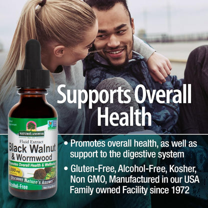 Nature's Answer Schwarze Walnuss & Wermut Komplex | Fördert allgemeines Wohlbefinden und eine gesunde Darmfunktion | Hochkonzentriert 2.000 mg | Vegan, Nicht-GVO, Glutenfrei & Alkoholfrei 30 ml