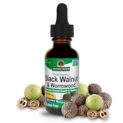 Nature's Answer Schwarze Walnuss & Wermut Komplex | Fördert allgemeines Wohlbefinden und eine gesunde Darmfunktion | Hochkonzentriert 2.000 mg | Vegan, Nicht-GVO, Glutenfrei & Alkoholfrei 30 ml