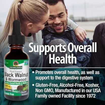 Nature's Answer Schwarze Walnuss & Wermut Komplex | Fördert allgemeines Wohlbefinden und eine gesunde Darmfunktion | Hochkonzentriert 2.000 mg | Vegan, Nicht-GVO, Glutenfrei & Alkoholfrei 30 ml