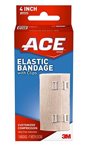 ACE 4 Zoll elastische Bandage mit Clips, beige, ideal für Bein, Schulter und mehr, 1 Stück