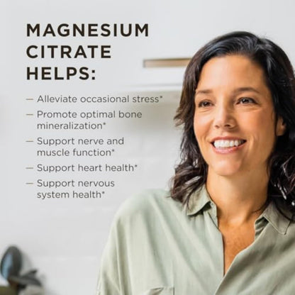 Solgar Magnesiumcitrat, 120 Tabletten – Fördert gesunde Knochen & unterstützt Nerven- und Muskelfunktion – Non GMO, Vegan, Glutenfrei, Laktosefrei, Koscher – 60 Portionen