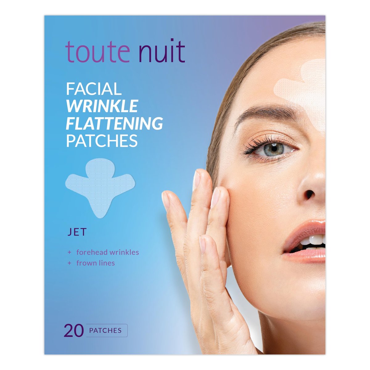 Toute Nuit Anti-Falten-Patches – Jet – Gesichtspflaster für Stirn- und tiefe Zornesfalten – Hypoallergene Anti-Aging-Pflaster – 20 Stück, Hergestellt in den USA