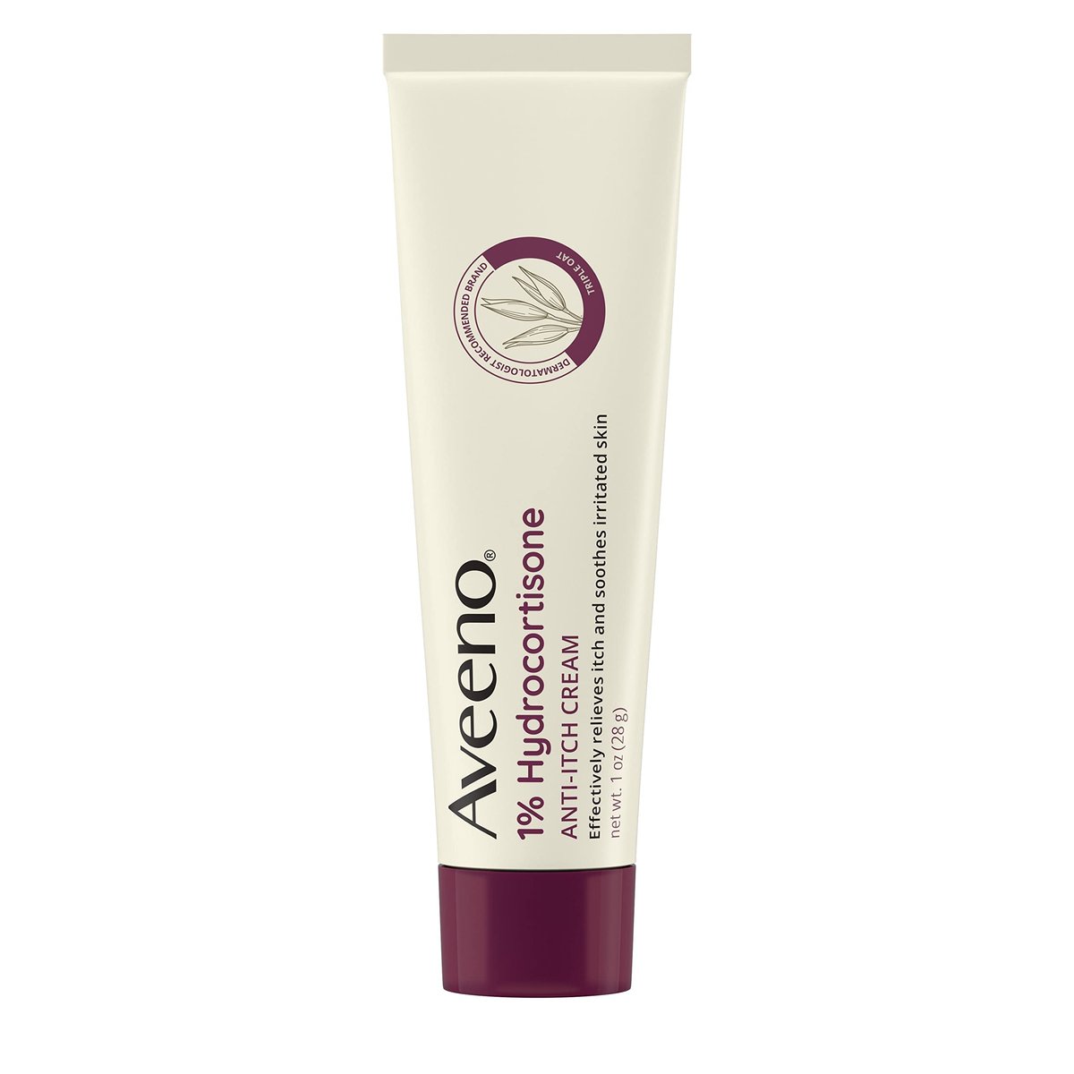 Aveeno Maximum Strength 1% Hydrocortison Anti-Juckreiz Creme mit Triple Oat, Aloe & Vitamin E – Linderung bei Ekzemen, Psoriasis, Insektenstichen, Giftefeu, Gifteiche & Waschmitteln, 28 g
