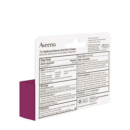 Aveeno Maximum Strength 1% Hydrocortison Anti-Juckreiz Creme mit Triple Oat, Aloe & Vitamin E – Linderung bei Ekzemen, Psoriasis, Insektenstichen, Giftefeu, Gifteiche & Waschmitteln, 28 g