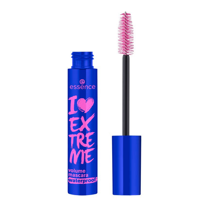 essence I Love Extreme Volume Mascara Waterproof – Schwarze, wasserfeste Wimperntusche für extremes Volumen, parabenfrei & tierversuchsfrei