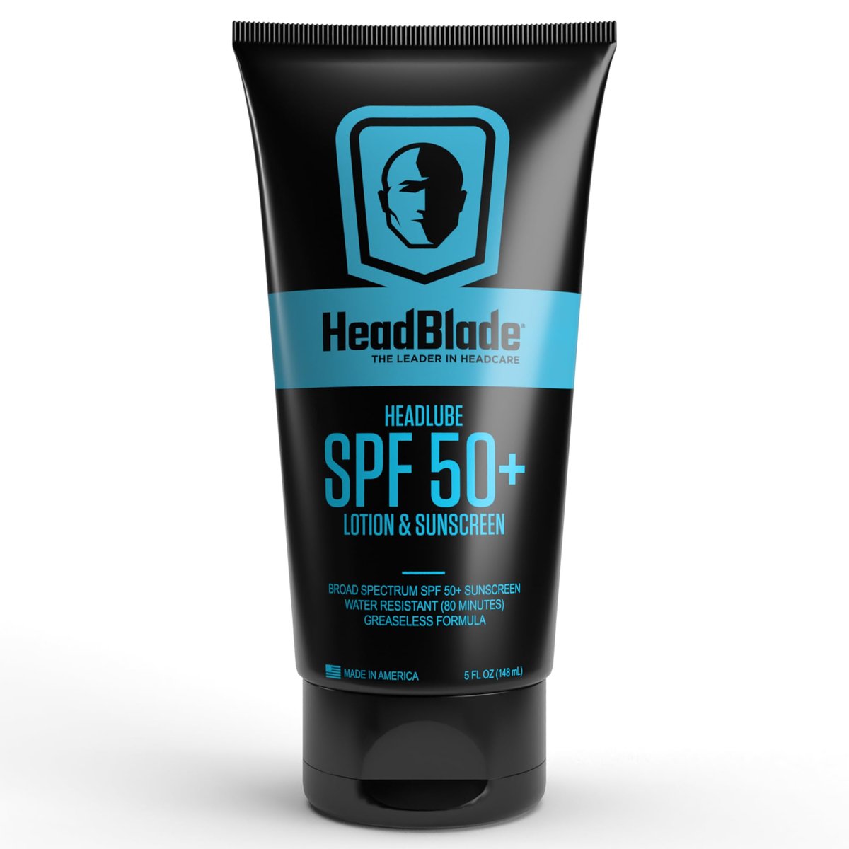 HeadBlade HeadLube SPF 50 Sonnencreme & Lotion für Männer – Ohne Fettgefühl, Schweißresistent, Für Gesicht, Körper & Kopfhaut – Wasserbeständig für 80 Minuten, 150 ml