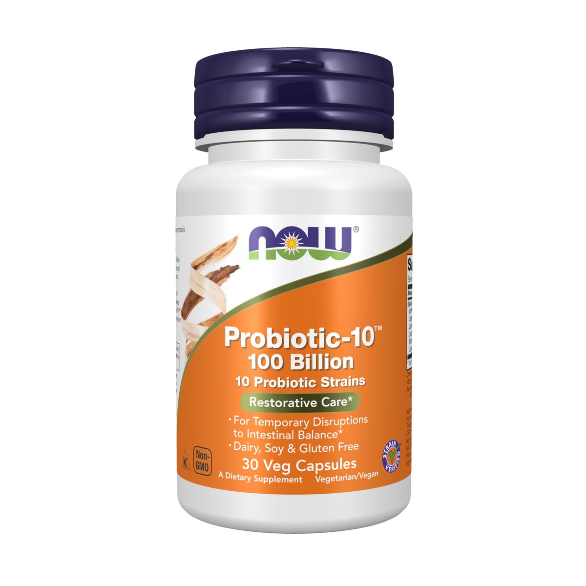 NOW Foods Probiotic-10™ 100 Milliarden, 10 probiotische Stämme, laktosefrei, sojafrei, glutenfrei, 30 vegane Kapseln