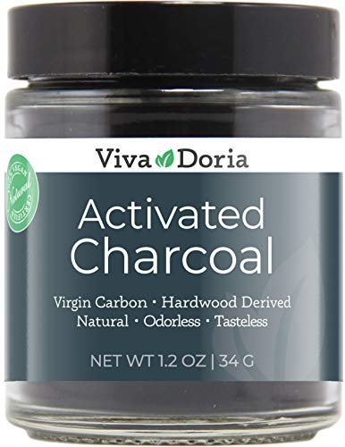 Viva Doria Aktivkohlepulver, aus Hartholz gewonnen, lebensmittelecht, 34 g Glas