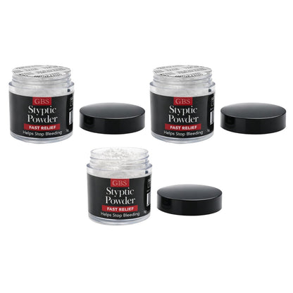 Styptisches Pulver im Glas – Professionelle Erste Hilfe bei Rasierschnitten, Rasierpickeln & Rasurbrand – Blutstillendes Pulver, 3er-Pack (je 0,18 Unzen)