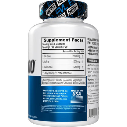 EVL BCAA5000 2:1:1 Kapseln – 240 Stück für Muskelaufbau & Regeneration nach dem Training