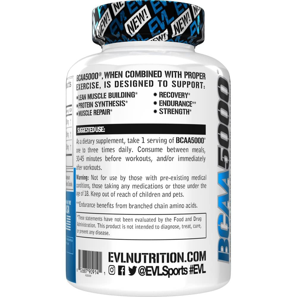 EVL BCAA5000 2:1:1 Kapseln – 240 Stück für Muskelaufbau & Regeneration nach dem Training