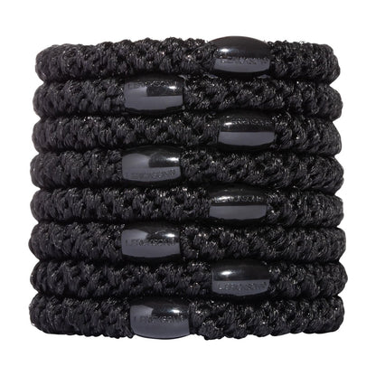 L. Erickson Pony Hair Ties – Schwarz – 8er-Pack Haargummis – Haarschonende Zubehör für Frauen