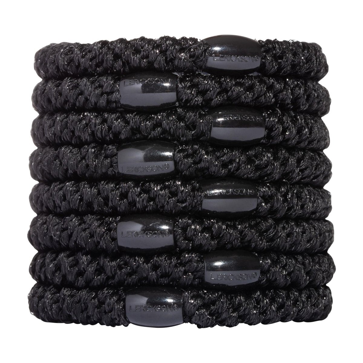 L. Erickson Pony Hair Ties – Schwarz – 8er-Pack Haargummis – Haarschonende Zubehör für Frauen