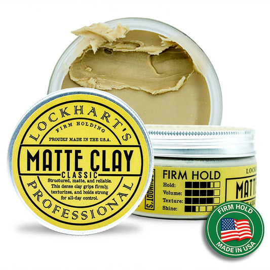Lockhart’s Classic Matte Clay – Handgefertigte Pomade für Männer mit Kaolin & Bienenwachs – Mittlerer/fester Halt, natürlicher Matt-Effekt – 100 ml