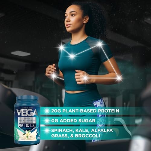 Vega Premium Protein + Supergreens, Schokolade – 20g veganes Protein, laktose- & glutenfrei, 544 g (16 Portionen)