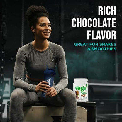 Vega Premium Protein + Supergreens, Schokolade – 20g veganes Protein, laktose- & glutenfrei, 544 g (16 Portionen)