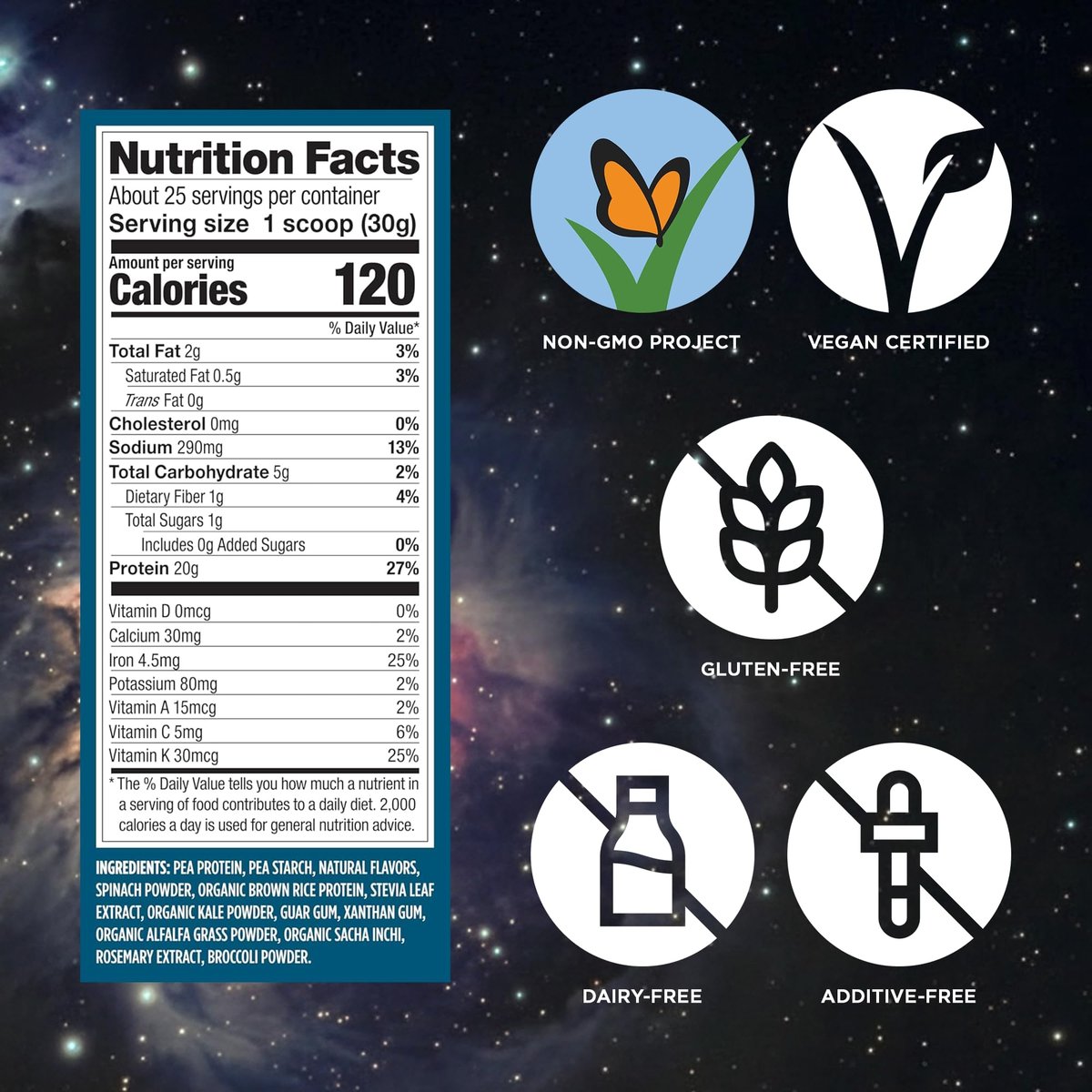 Vega Premium Protein + Supergreens, Schokolade – 20g veganes Protein, laktose- & glutenfrei, 544 g (16 Portionen)