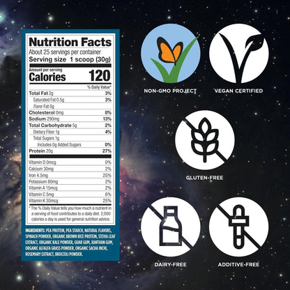 Vega Premium Protein + Supergreens, Schokolade – 20g veganes Protein, laktose- & glutenfrei, 544 g (16 Portionen)
