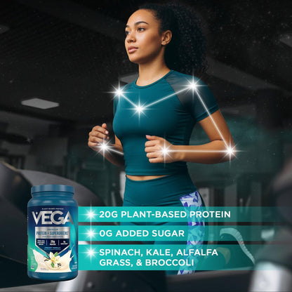 Vega Premium Protein + Supergreens, Schokolade – 20g veganes Protein, laktose- & glutenfrei, 544 g (16 Portionen)