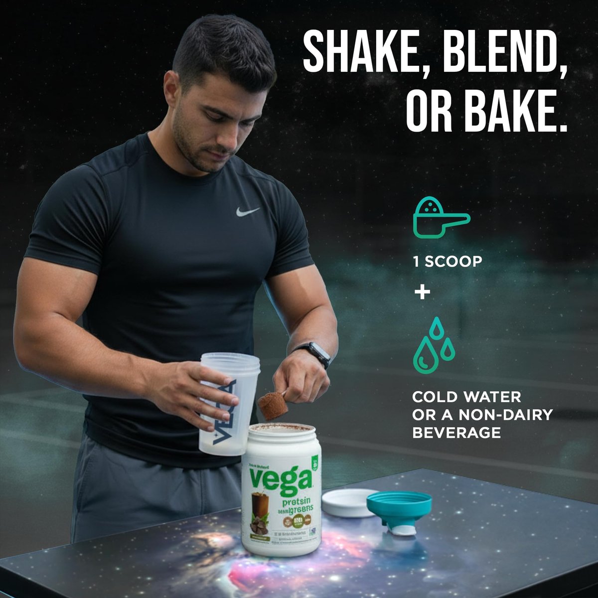Vega Premium Protein + Supergreens, Schokolade – 20g veganes Protein, laktose- & glutenfrei, 544 g (16 Portionen)