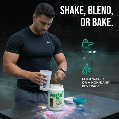 Vega Premium Protein + Supergreens, Schokolade – 20g veganes Protein, laktose- & glutenfrei, 544 g (16 Portionen)