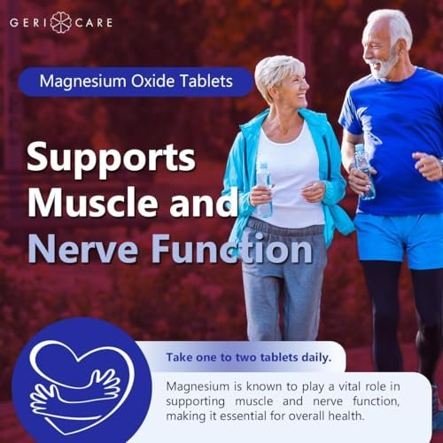 GeriCare Magnesiumoxid-Präparat – 240 mg elementares Magnesium, 120 Tabletten, essentieller Mineralstoff zur Unterstützung der Gefäßgesundheit, Knochenstärke und Muskelfunktion (3er-Pack)