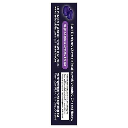 Sambucol Holunderbeeren Lutschtabletten mit Vitamin C, Zink & Honig – 20 Stück